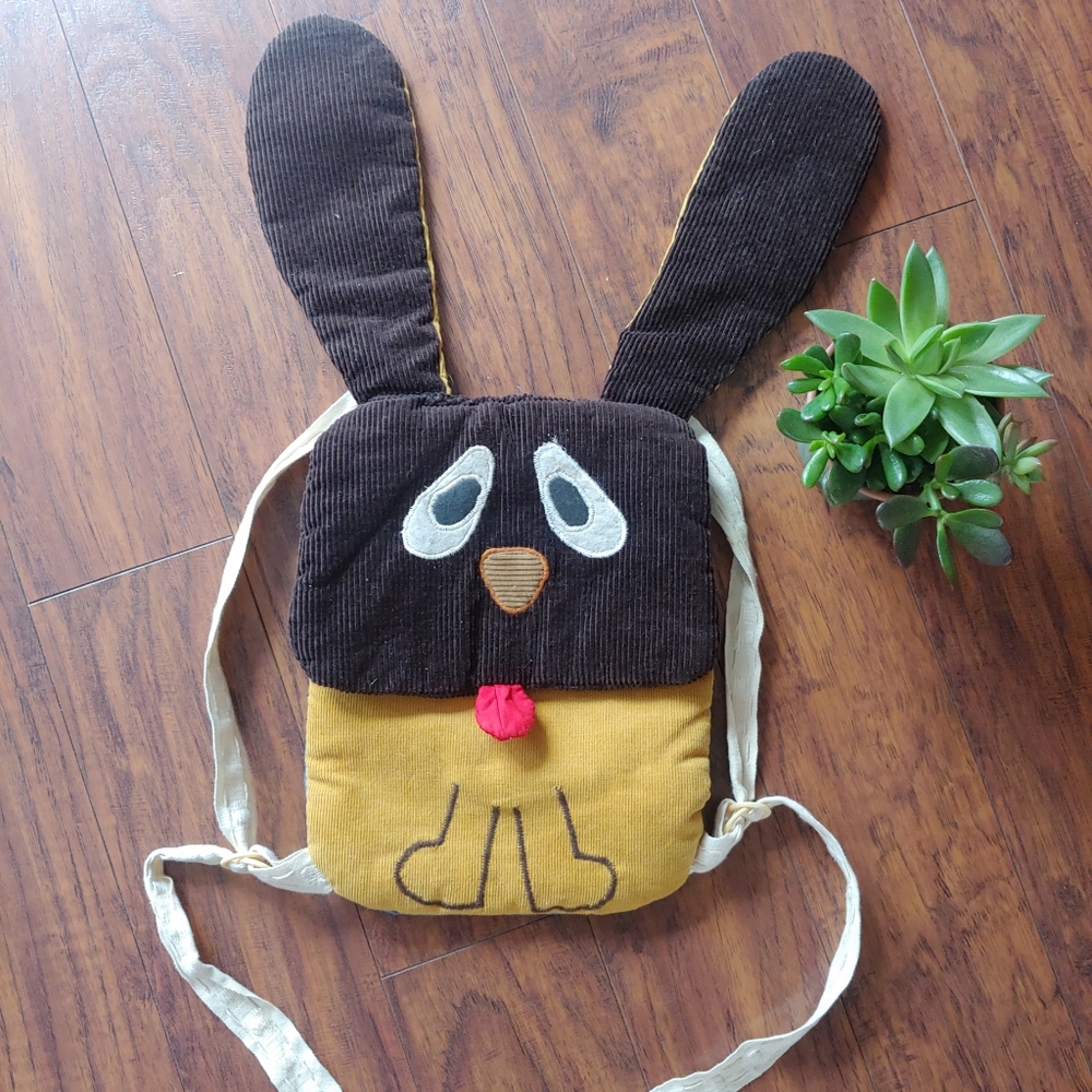 Vintage Corduroy Puppy Floppy Ears Backpack
